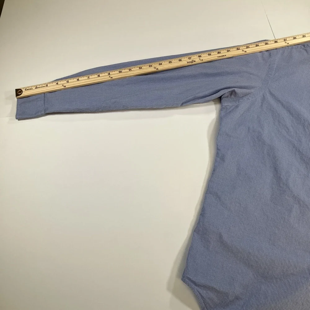 Vintage Polo Ralph Lauren Andrew Dress Shirt Mens 16 34/35 Blue Mini Check